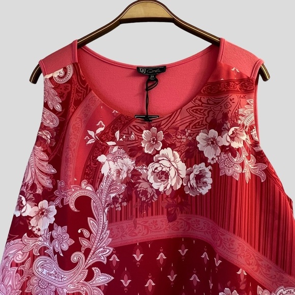 Diane Gilman Women's Tank Top 2XL Pink Layered - Picture 3 of 14